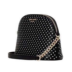 New Kate Spade Spencer Metallic Dot Mixed Material Crossbody Set Black Multi
